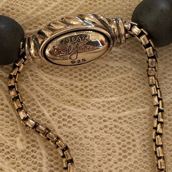 David Yurman gray matte beaded bracelet with adjustable pull sterling silver - Picture 4 of 5